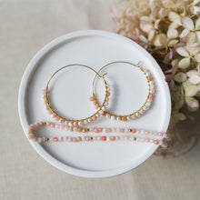Load image into Gallery viewer, Lumi Hoops, Gold - Pearl/Pink Opal
