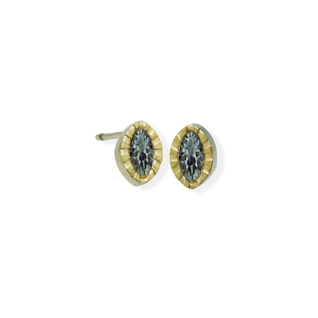 Marquise Textured Earring - Gold/Grey