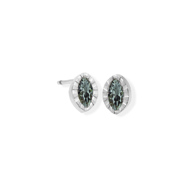 Marquise Textured Earring - Silver/Grey