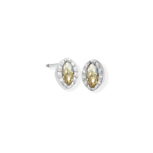 Marquise Textured Earring - Silver/Champagne