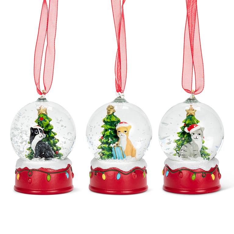 Mini Cat Snow Globe Ornament - 3 Styles