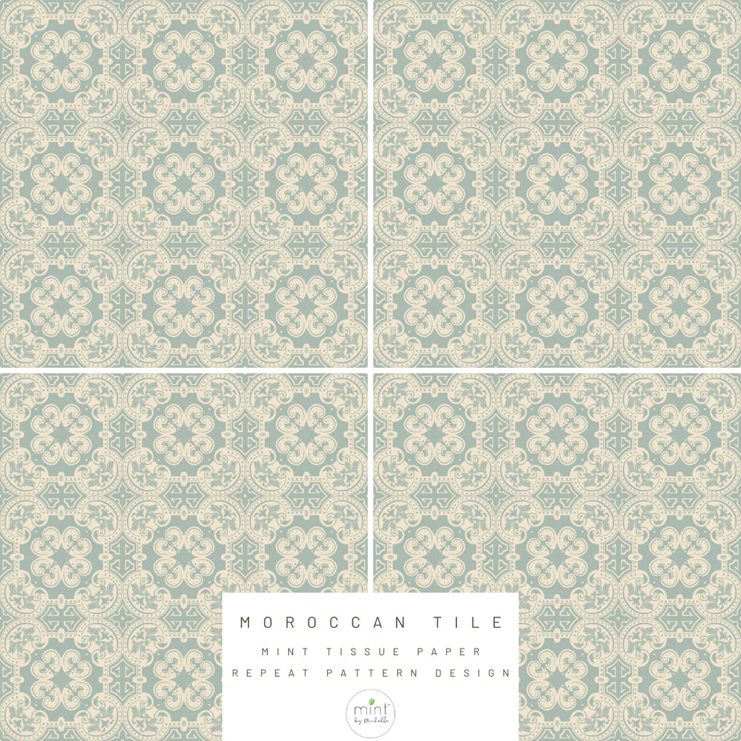 Mint Tissue Paper - Moroccan Tile