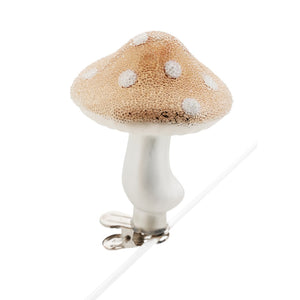 Mushroom Clip Ornament - Frosted Glass/Copper