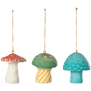 Mushroom Gems Mache Ornaments