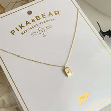 Load image into Gallery viewer, Porcelina Rhinestone Rectangle Charm Necklace - Gold
