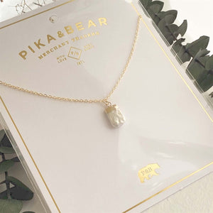 Marquesas Square Pearl Charm Necklace - Gold