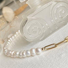 Load image into Gallery viewer, Champs - Élysées Freshwater Pearl and Gold Paperclip Chain Necklace
