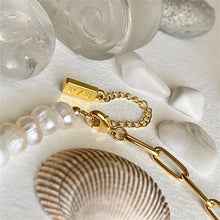 Load image into Gallery viewer, Champs - Élysées Freshwater Pearl and Gold Paperclip Chain Necklace
