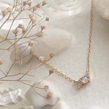 Load image into Gallery viewer, Pavlovna Rhinestone and Fire Opal Cluster Pendant Necklace - Gold
