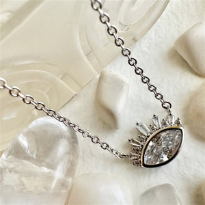 Knyosis Evil Eye Charm Necklace with Zircon Baguettes