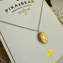Load image into Gallery viewer, Sophia Vintage Oval Shaped Locket Charm Necklace in Raw Brass
