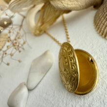 Load image into Gallery viewer, Sophia Vintage Oval Shaped Locket Charm Necklace in Raw Brass
