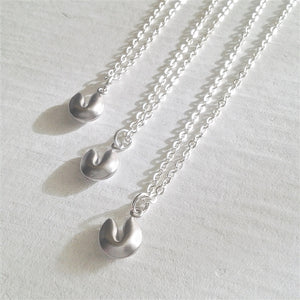 Benky Tiny Fortune Cookie Charm Necklace - Silver