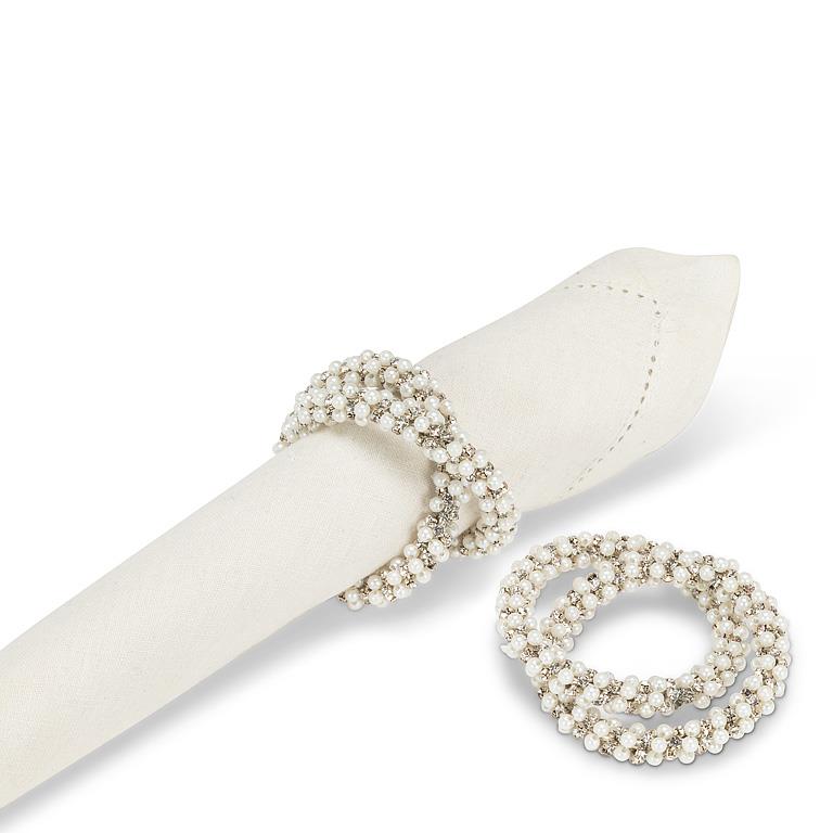 Napkin Ring, Set of 2 - Intertwined Pearl & Jewel