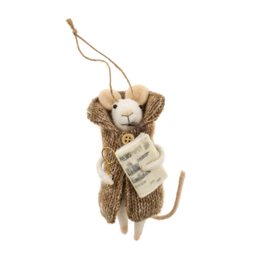 Newspaper Nelson Mouse Holiday Ornament