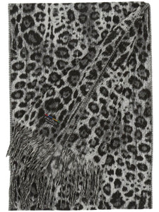 Leopard Print Cashmink Scarf - Grey