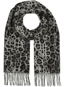 Leopard Print Cashmink Scarf - Grey