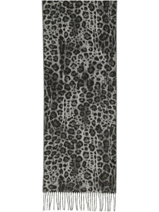 Leopard Print Cashmink Scarf - Grey