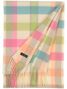 Small Check Design Cashmink Scarf - Marshmallow