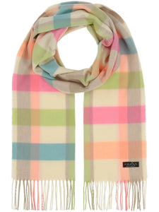 Small Check Design Cashmink Scarf - Marshmallow