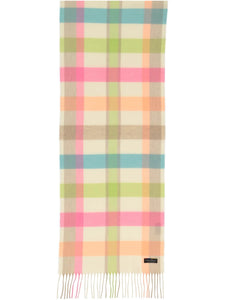 Small Check Design Cashmink Scarf - Marshmallow