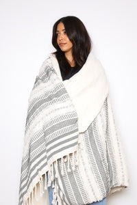 Ophelia Fleece Throw - Black Stripe