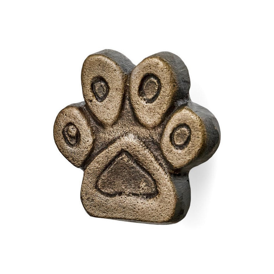Paw Print Cast Iron Knob - Antique Brass