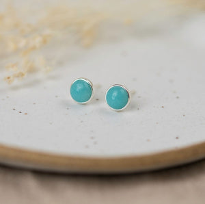 Phia Studs, Silver - Amazonite