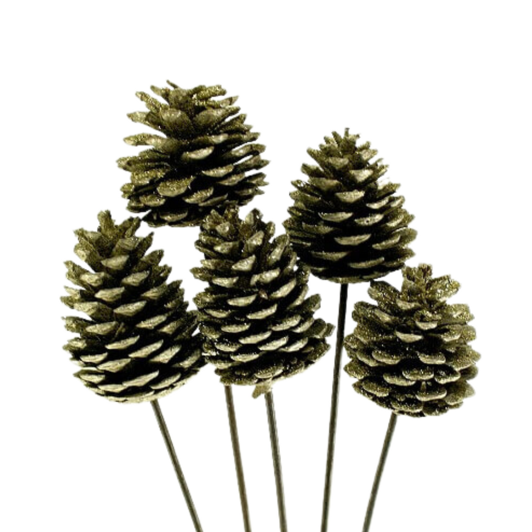 Pinecones On Stem - Platinum