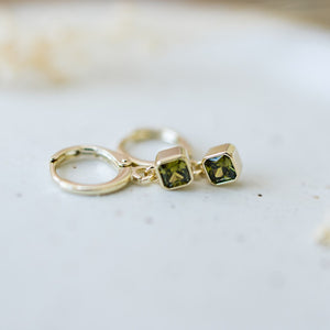 Prism Hoops, Gold - Moss Green