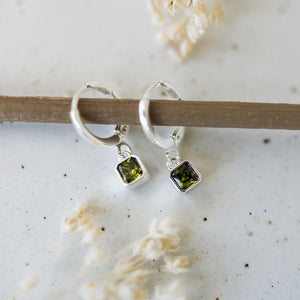 Prism Hoops, Silver - Moss Green