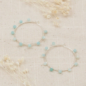 Pritti Hoops, Silver - Amazonite