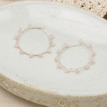 Load image into Gallery viewer, Pritti Hoops, Silver - Rose Quartz
