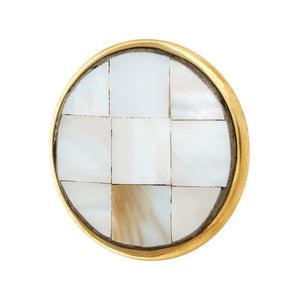 Round Mother Of Pearl Knob - Gold