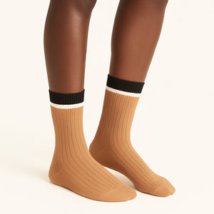 Barnet Ribbed Crew Socks with Stripe Detail
