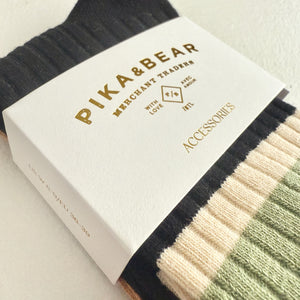 Barnet Ribbed Crew Socks with Stripe Detail