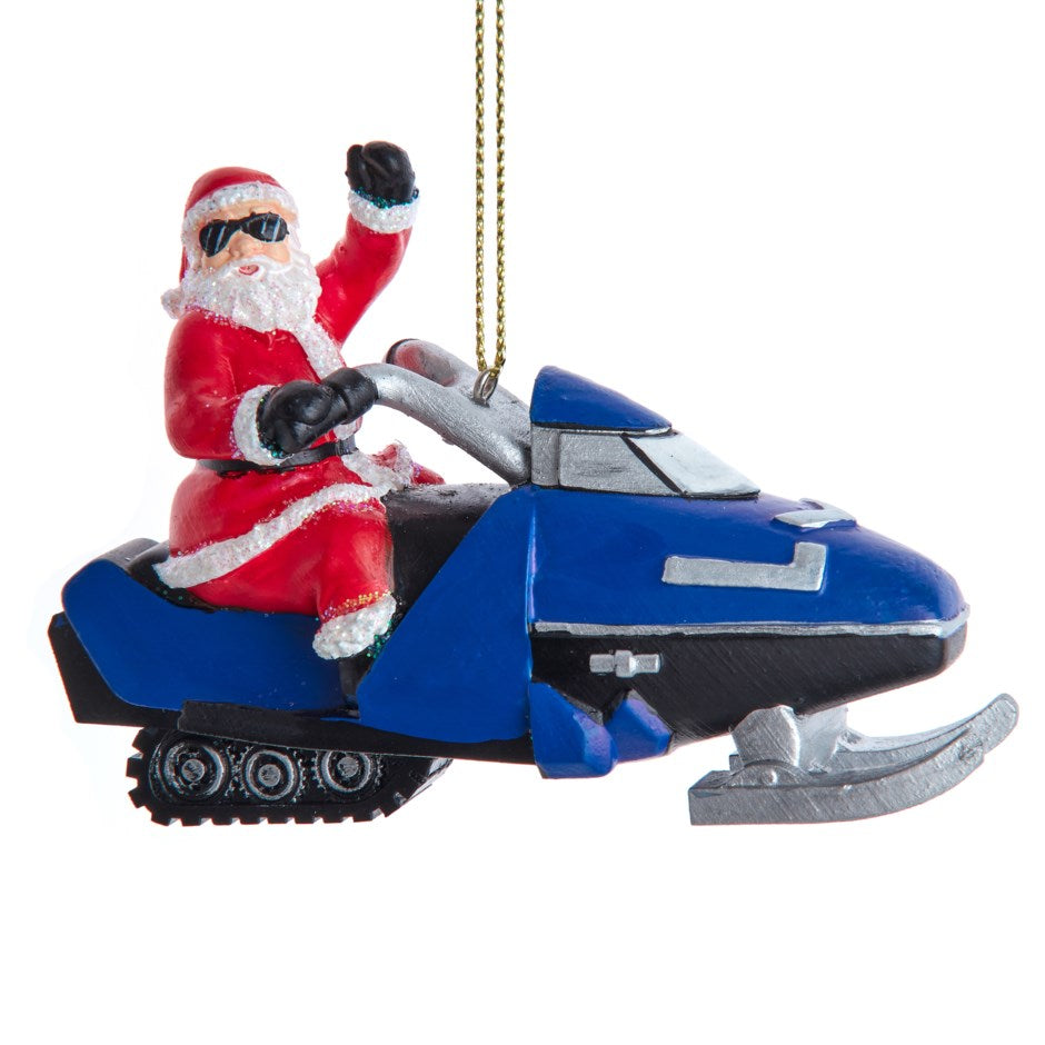 Santa On Snowmobile Ornament