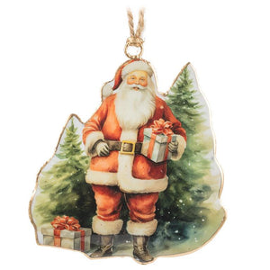 Santa With Trees & Presents Ornament