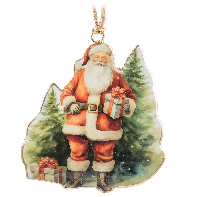 Santa With Trees & Presents Ornament