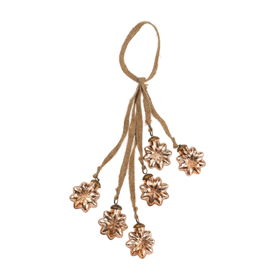 Snowflake Bunch Ornaments Set Of 6 - Copper