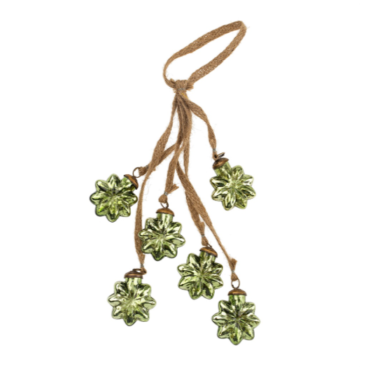 Snowflake Bunch Ornaments Set of 6 - Jade