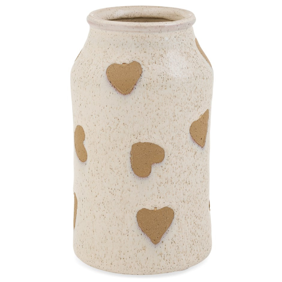 Stoneware Heart Pattern Vase