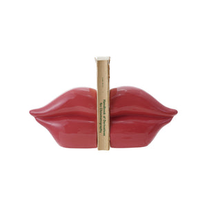 Stoneware Lip Shaped Bookends, Set of 2 - Pink