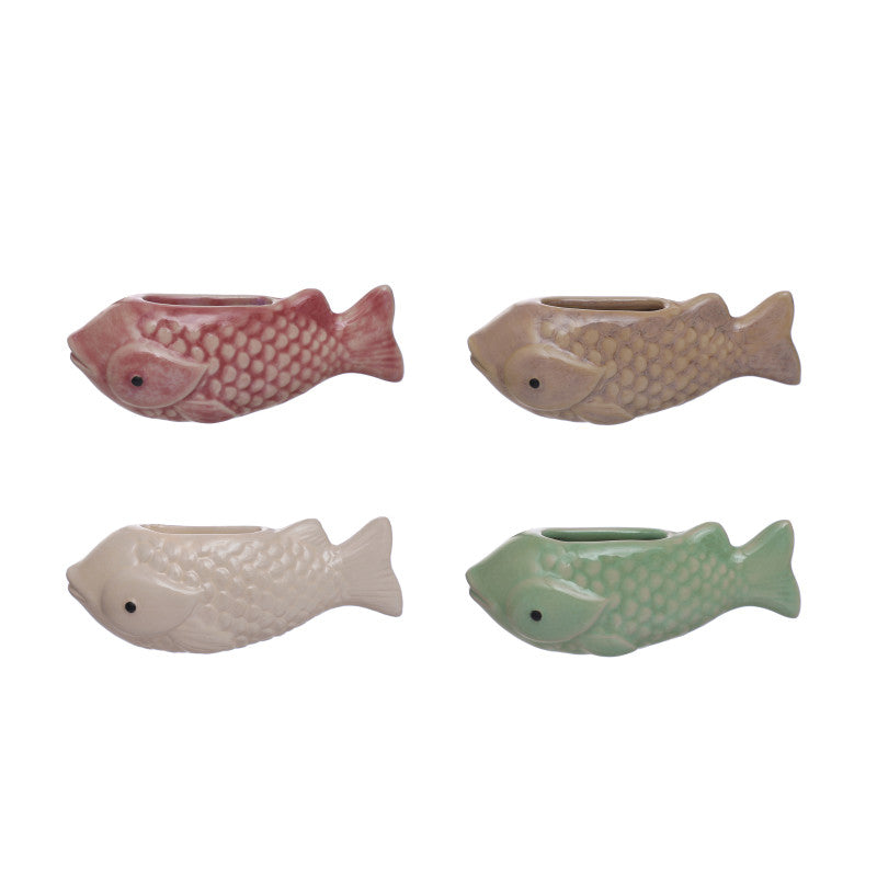 Stoneware Mini Fish Planter