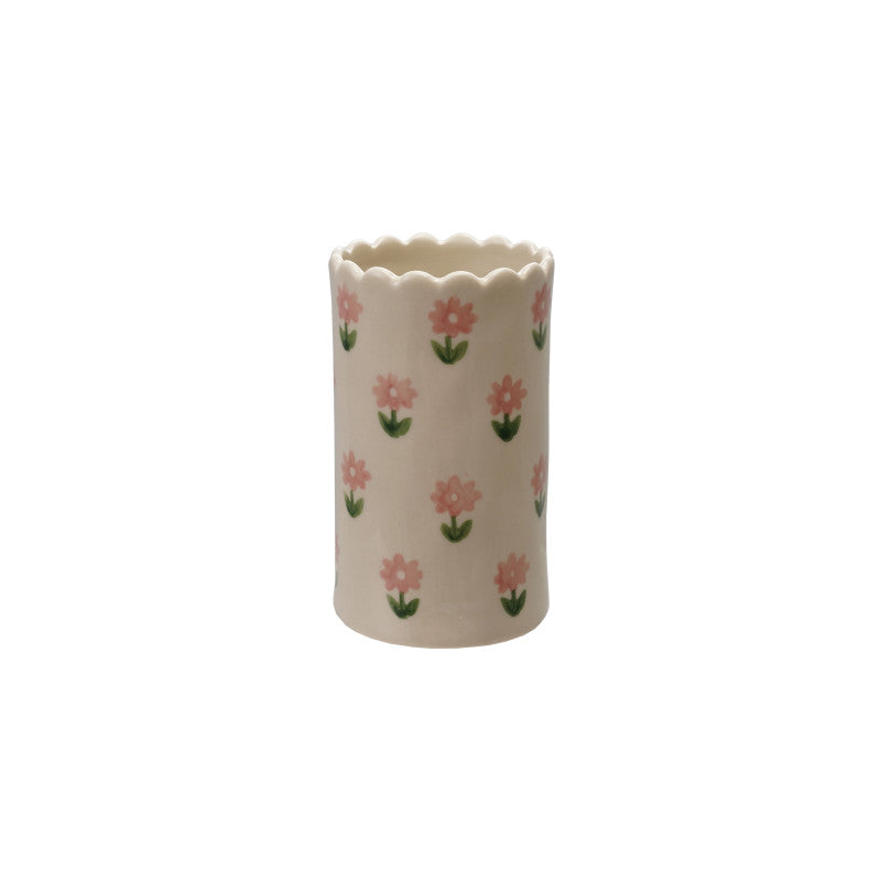 Stoneware Vase with Scalloped Edge - 4