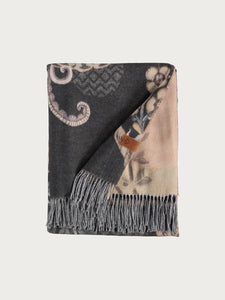 Floral Recycled Polyester Throw - Charcoal