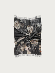 Floral Recycled Polyester Throw - Charcoal