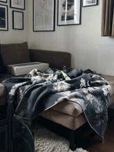 Load image into Gallery viewer, Floral Recycled Polyester Throw - Charcoal
