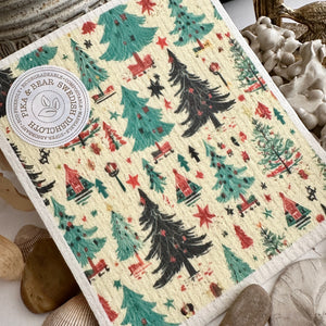 Swedish Dish Cloth - Oh Christmas Tree Retro Christmas