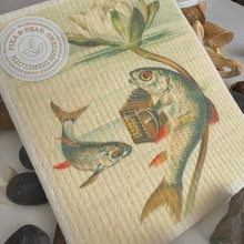 Load image into Gallery viewer, Swedish Dish Cloth - Serenade Fish &amp; Accordion
